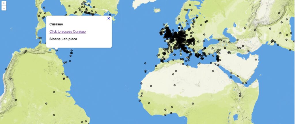 Cropped view of the world map focusing on Europe, showing also some parts of the Americas, Africa and Asia. Map is covered by red dots that cover most of Europe and some parts of the Americas (primarily North America), the west coast of Africa and Asia.